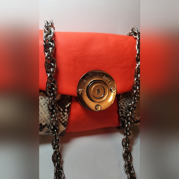 Henri bendel orange and snakeprint small crossbody shoulder bag - Picture 5 of 9